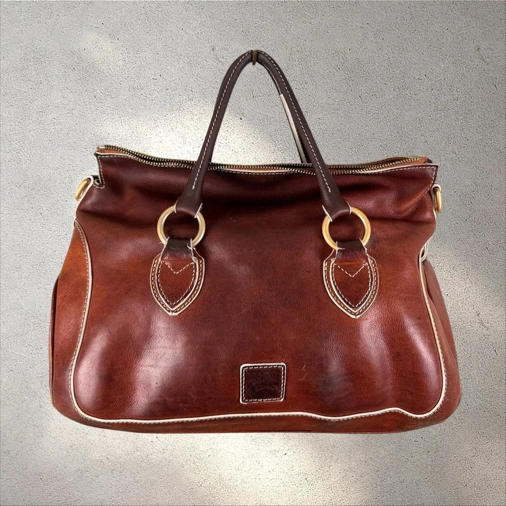 Dooney & Bourke Florentine Edge/Savannah Top Handle Satchel Bag Chestnut Read
